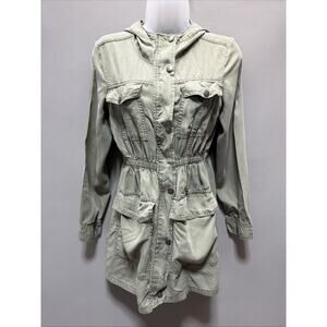 Me Jane Size Small Tencel Olive Army Green Hooded light weight Utility Jacket